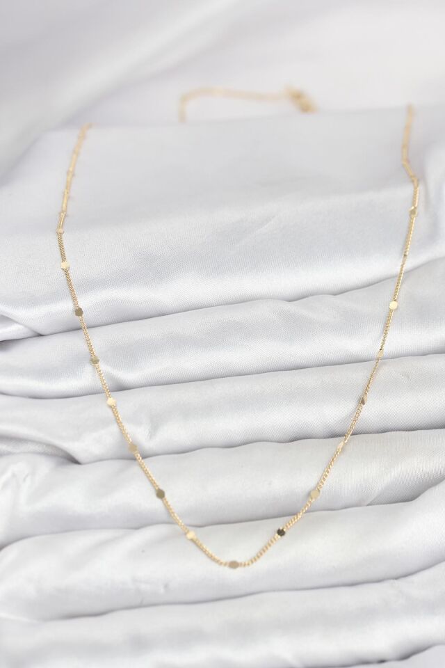 CM 14K Gold Renk Ezme Pul Model 60 cm Kadın Kolye - Lisinya