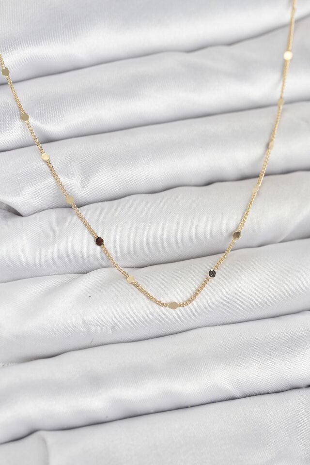 CM 14K Gold Renk Ezme Pul Model 60 cm Kadın Kolye - Lisinya