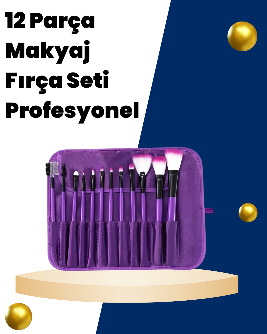 Profesyonel Makyaj Uygulamalarına Özel 12 Parça Kompakt ve Hafif Makyaj Fırça Seti - Lisinya