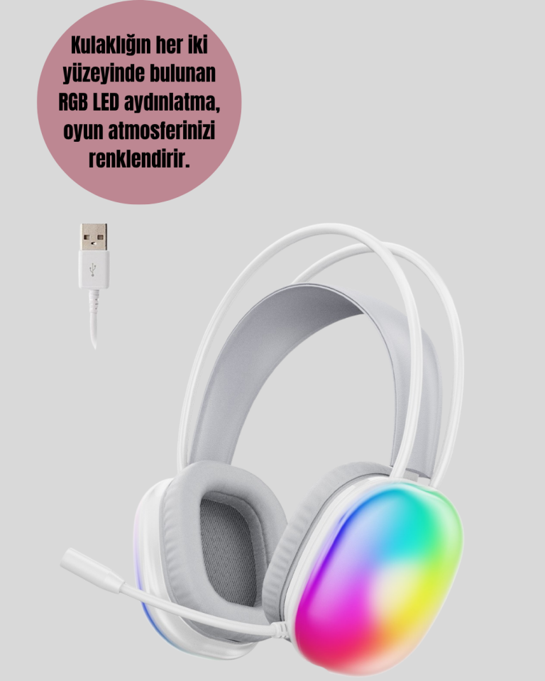 RGB Aydınlatmalı Kablosuz Bluetooth Oyuncu Kulaklığı - Lisinya