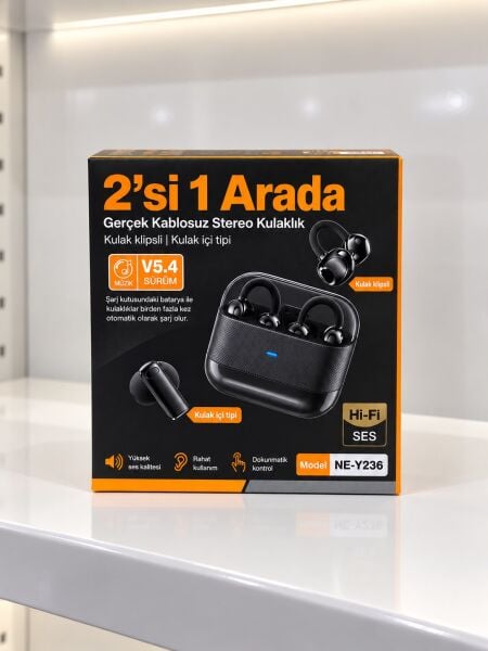 Kablosuz Bluetooth Kulaklık 4 Kulaklıklı 2’si 1 Arada Siyah - Lisinya