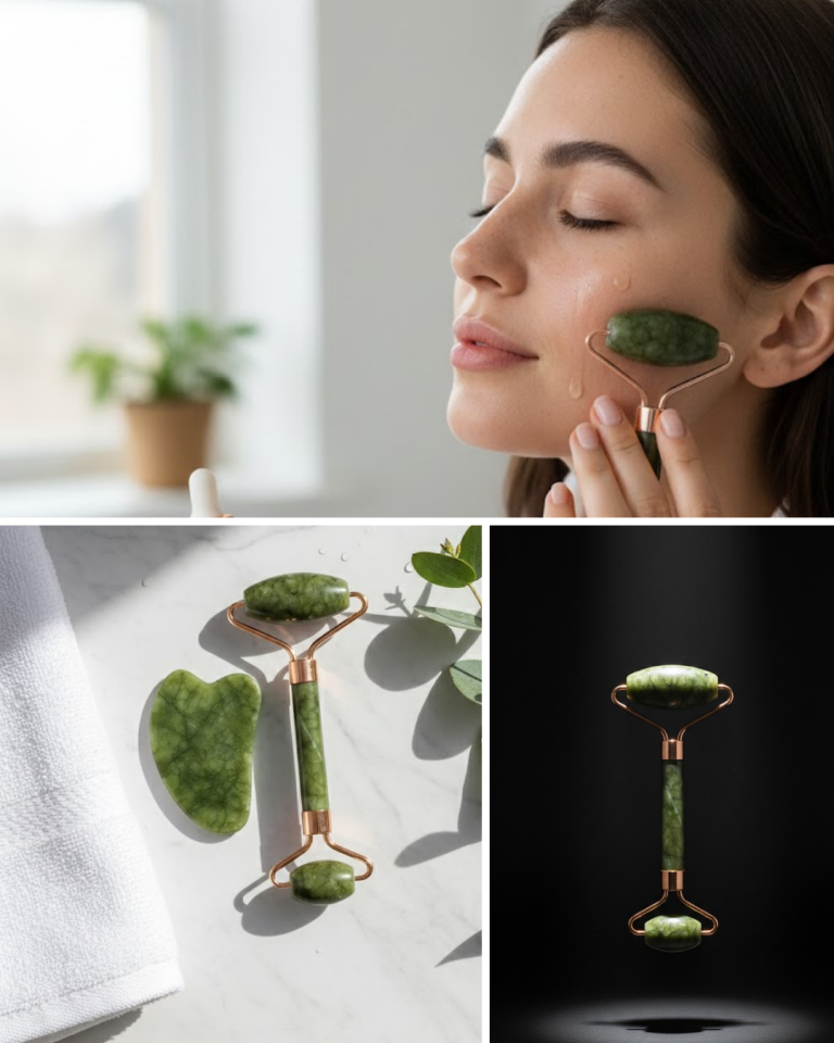 Doğal Yeşim Roller ve Gua Sha Yüz Şekillendirme Seti - Lisinya