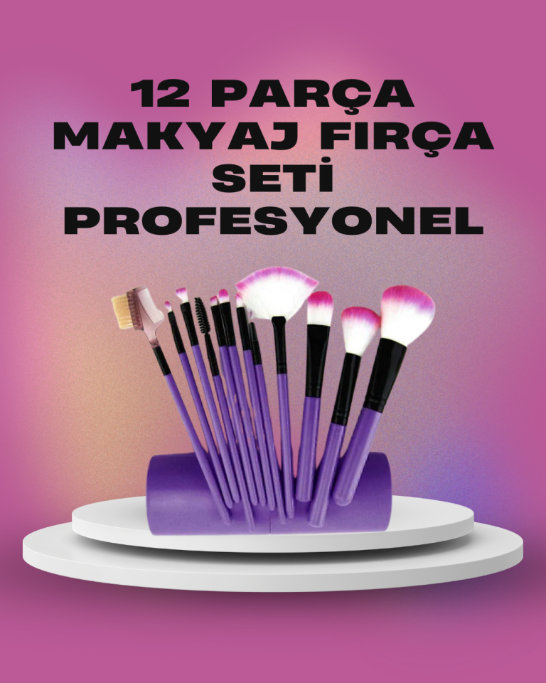 12 Parça Yumuşak Kıllı Makyaj Fırçası Seti Yüz ve Göz Makyajına Uygun Profesyonel Kullanım - Lisinya