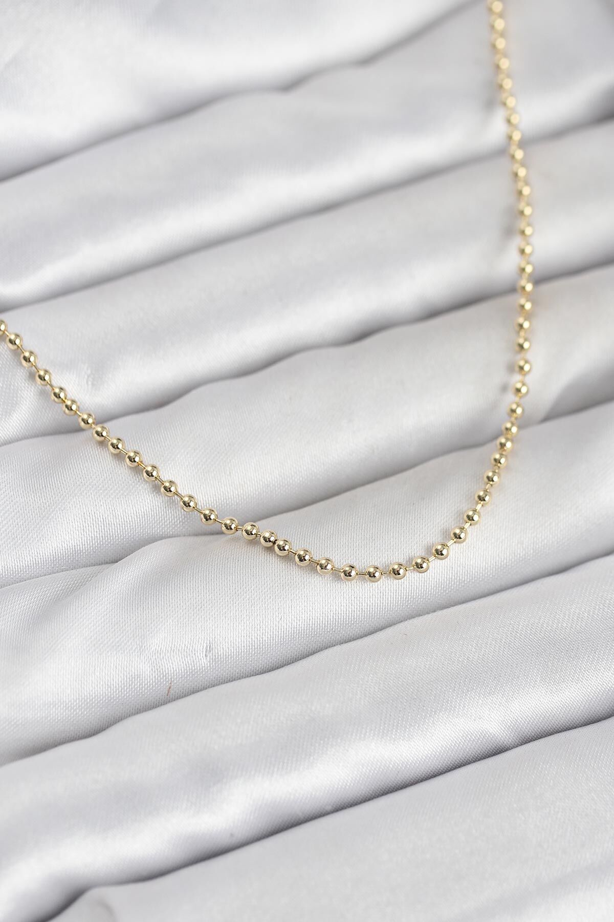 CM 14K Gold Renk Top Zincirli Model 60 cm Kadın Kolye - Lisinya