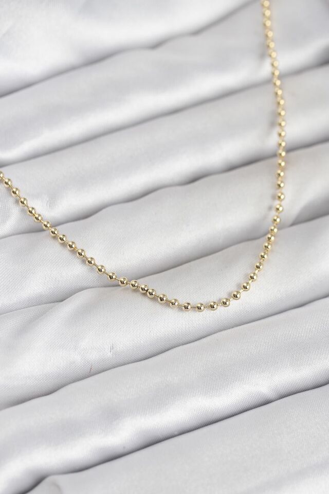 CM 14K Gold Renk Top Zincirli Model 60 cm Kadın Kolye - Lisinya