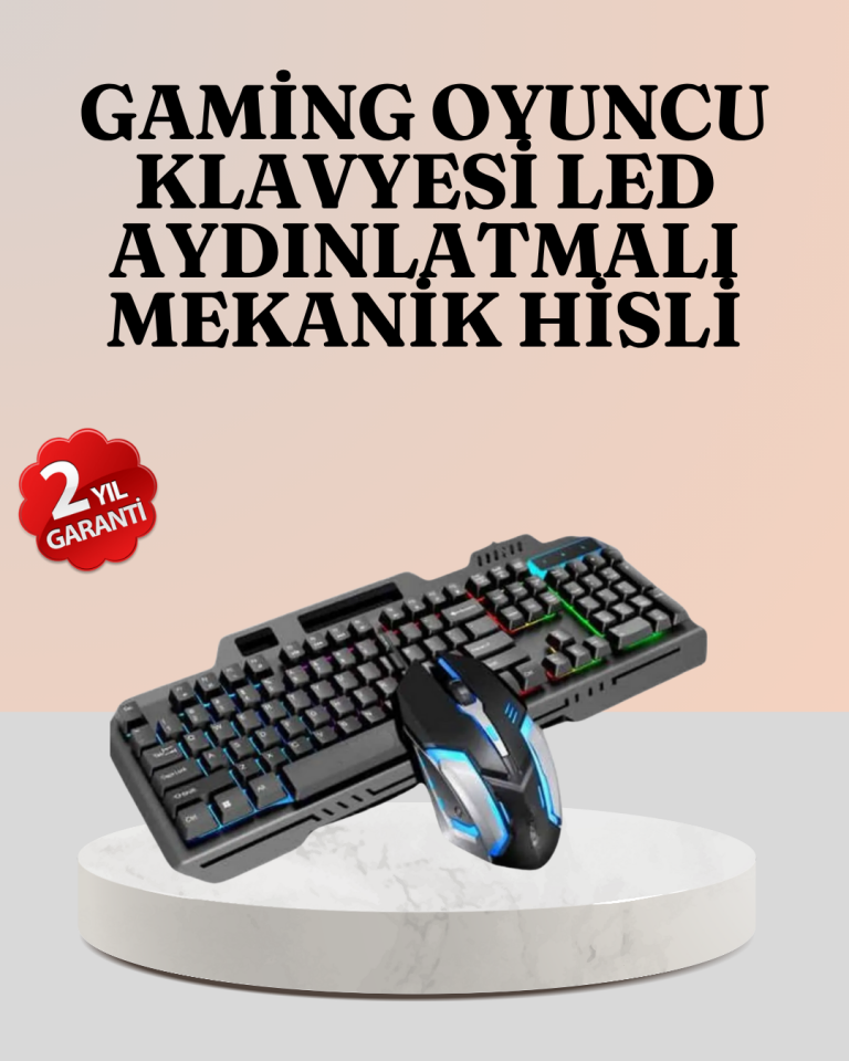 RGB Aydınlatmalı Oyuncu Klavye Mouse – Mekanik Hissiyat-YamanHobi