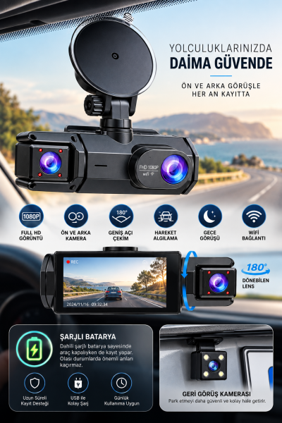 Full HD 1080P Gece Görüşü WiFi Bağlantı 180° Geniş Açı - Lisinya