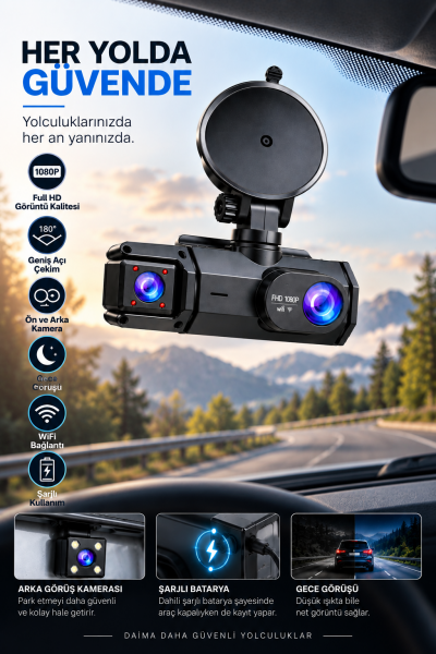 Full HD 1080P Gece Görüşü WiFi Bağlantı 180° Geniş Açı - Lisinya