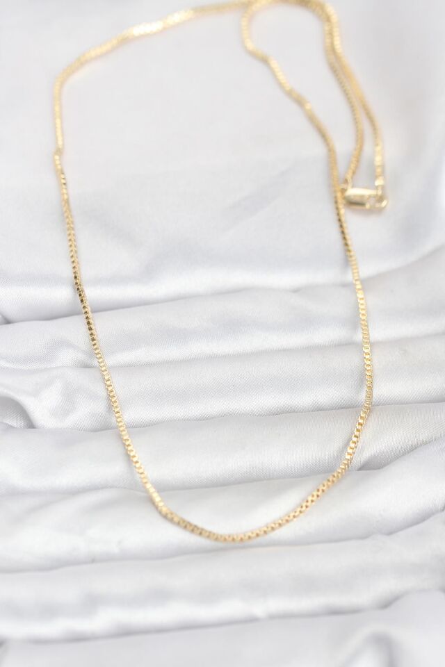 CM 14K Gold Renk Kare Zincirli Model 60 cm Kadın Kolye - Lisinya