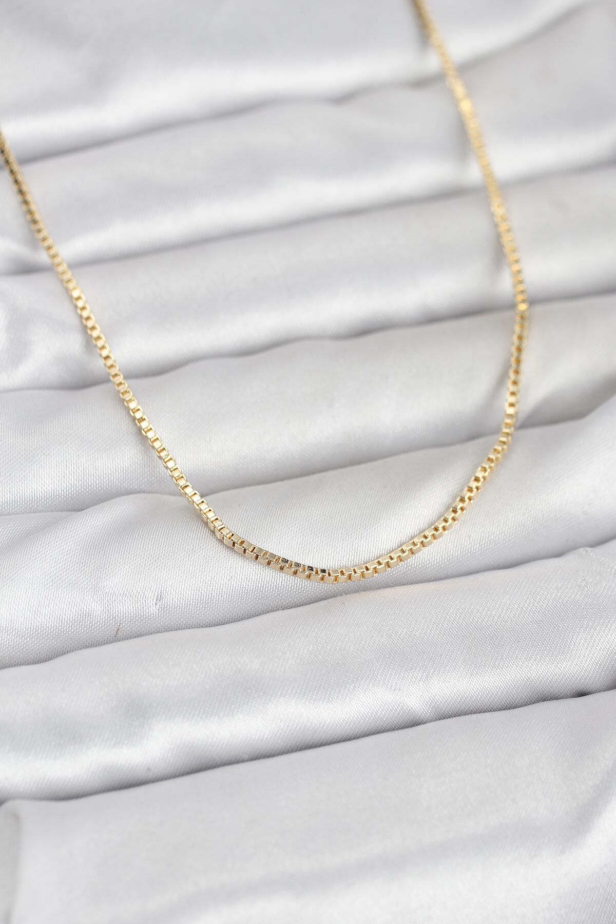 CM 14K Gold Renk Kare Zincirli Model 60 cm Kadın Kolye - Lisinya