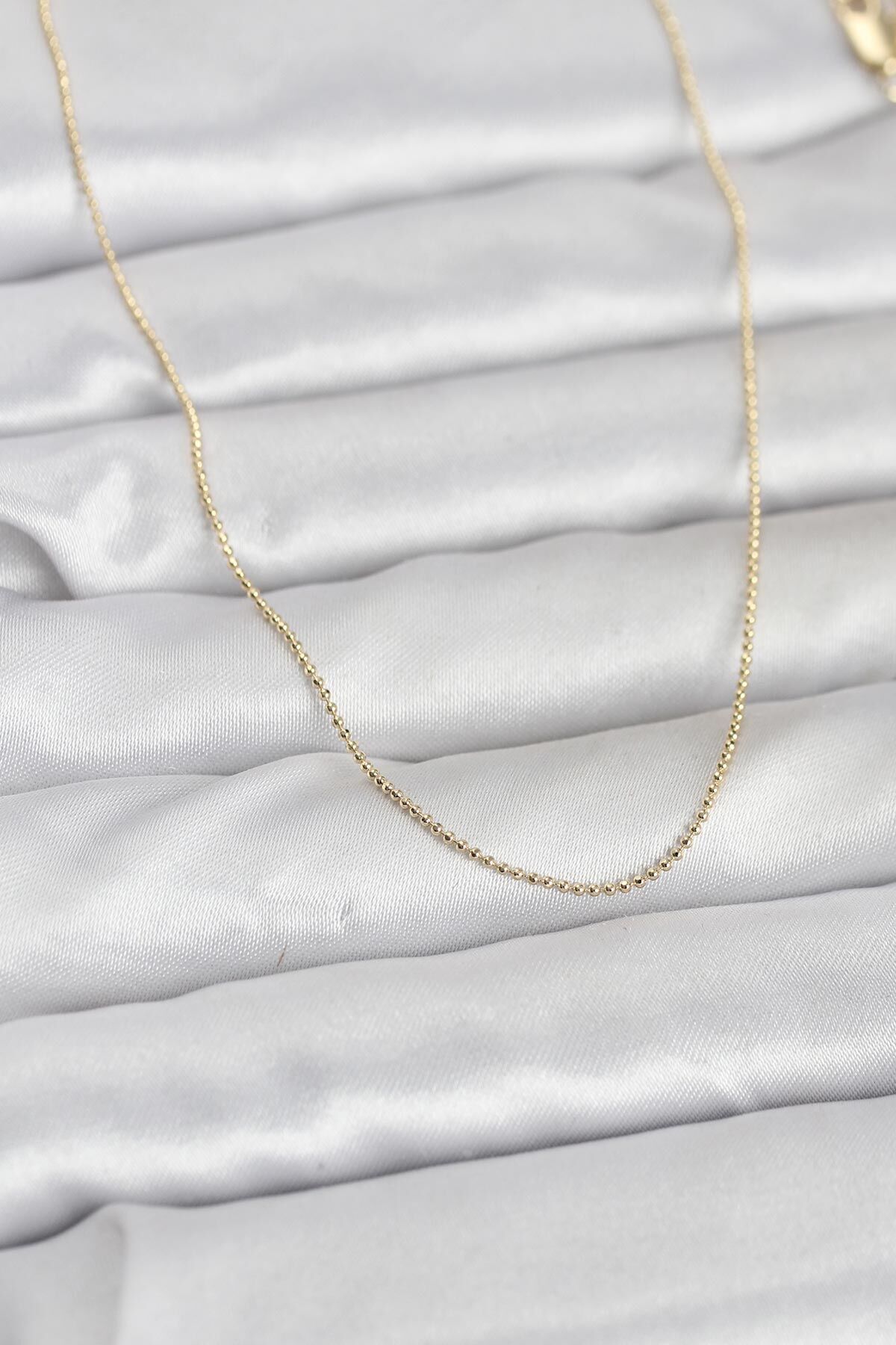 CM 14K Gold Renk İnce Top Zincirli 60 cm Kadın Kolye - Lisinya