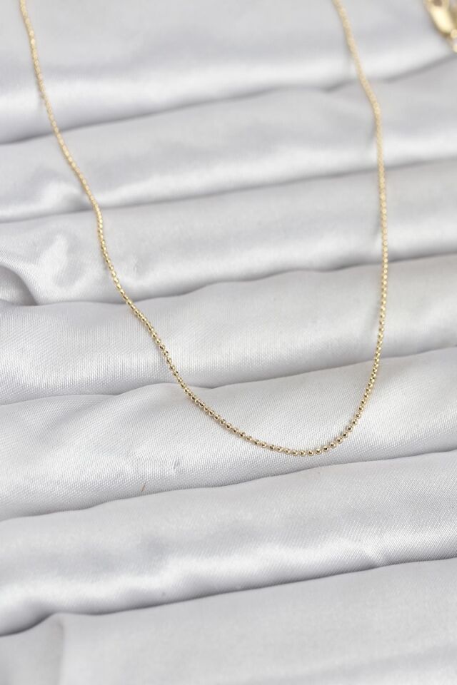 CM 14K Gold Renk İnce Top Zincirli 60 cm Kadın Kolye - Lisinya
