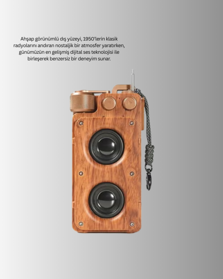 YamanHobi Retro Bluetooth 5.1 Hoparlör 2x5W 1800 mAh Kahverengi