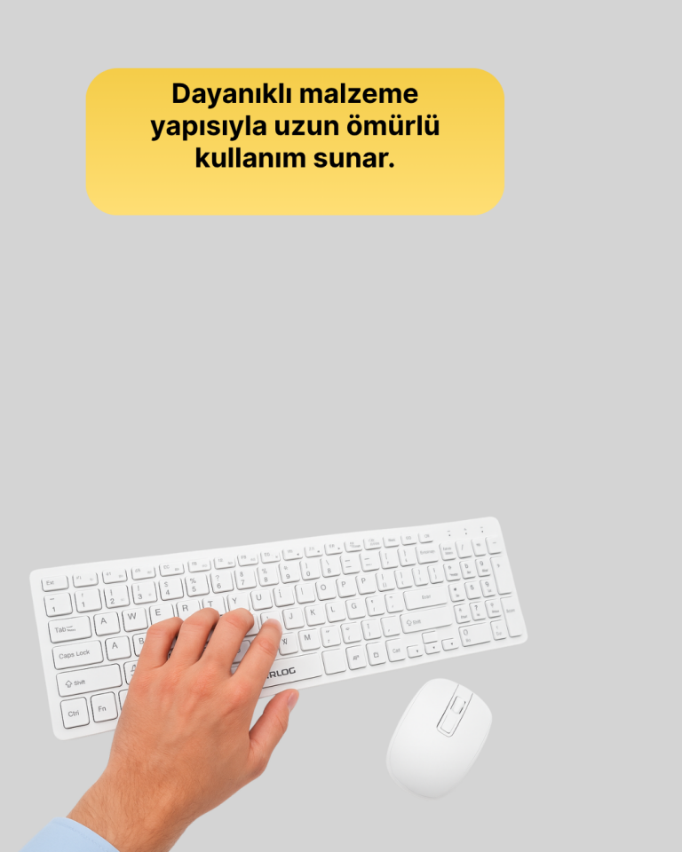Ergonomik Kablosuz Klavye Mouse Takımı - Tam Boy, Sessiz ve Güvenilir - Lisinya