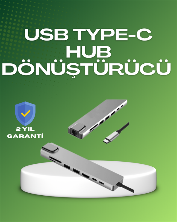 Seyahat Dostu 8‑in‑1 Hub – Şarj & Veri & Video & Ağ için Eksiksiz Çözüm - Lisinya
