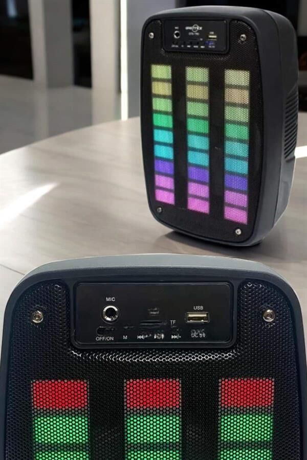 Bluetooth Hoparlör RGB Işıklı USB SD Kart Girişli Taşınabilir - Lisinya