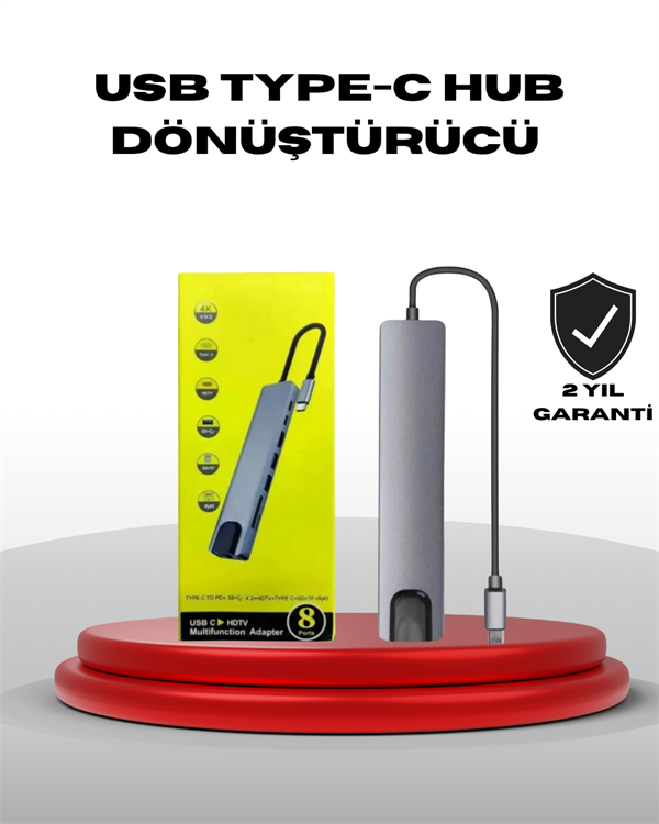 4K HDMI Çıkışlı, Gigabit Ethernet'li USB‑C Çoklu Port Hub - Lisinya