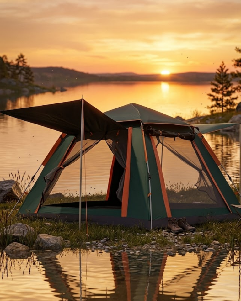 4 5 Kişilik Kamp Çadırı Güneşlikli Suya Dayanıklı Geniş Hacimli Outdoor - Lisinya