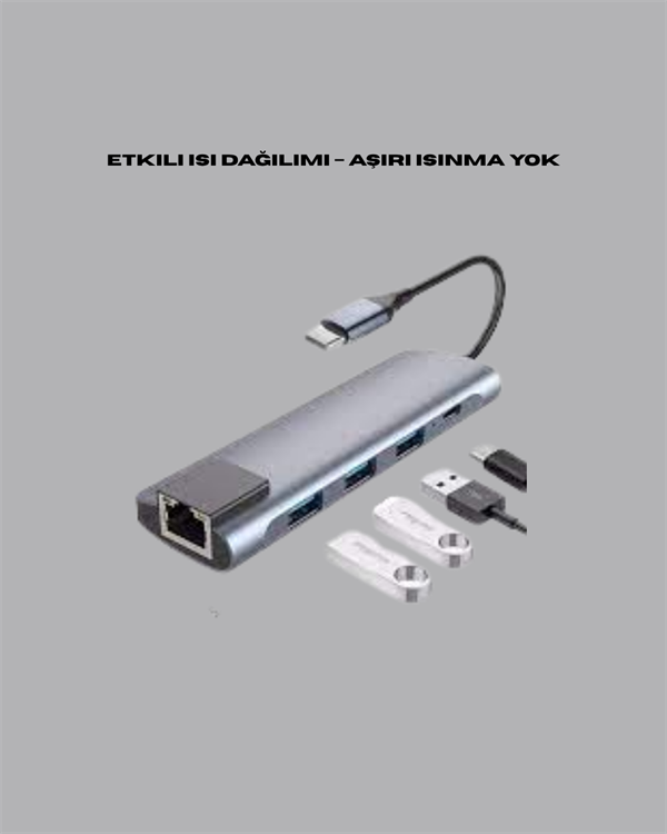 Alüminyum Gövdeli Type‑C HDMI & Ethernet Adaptör – Tak & Çalıştır - Lisinya