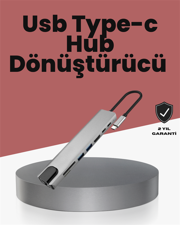 Alüminyum Gövdeli Type‑C HDMI & Ethernet Adaptör – Tak & Çalıştır - Lisinya