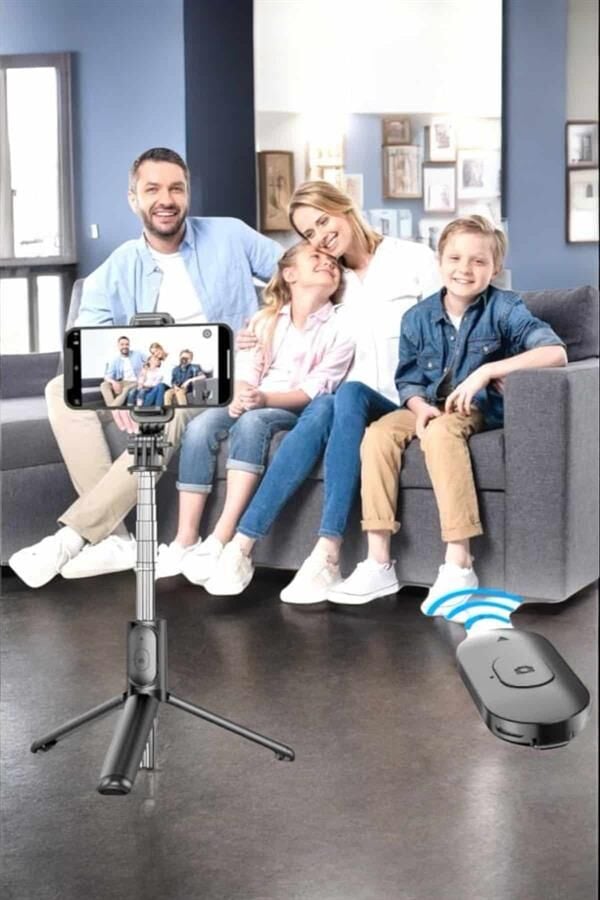 Kumandalı Tripod Telefon Tutucu Selfie Çubuğu 360 Derece Dönebilen - Lisinya
