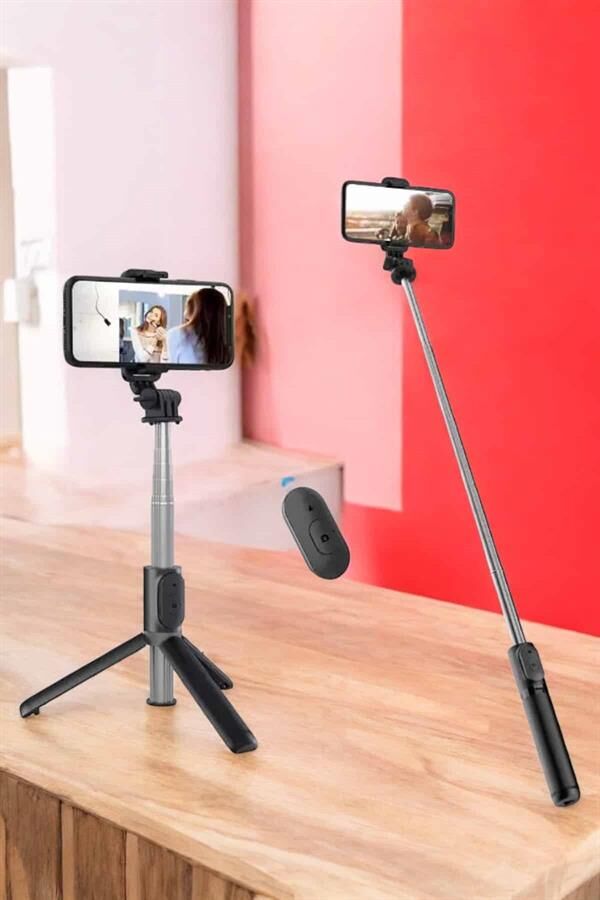 Kumandalı Tripod Telefon Tutucu Selfie Çubuğu 360 Derece Dönebilen - Lisinya