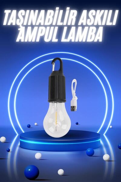 Taşınabilir Şarjlı Led Ampul Askılı Lamba Kamp Bahçe Lambası - Lisinya