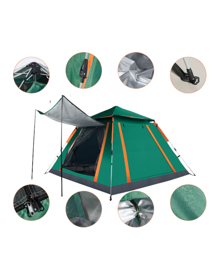 Geniş Aile Kamp Çadırı 240x210 cm Güneşlikli Otomatik Kurulum Outdoor Çadır - Lisinya