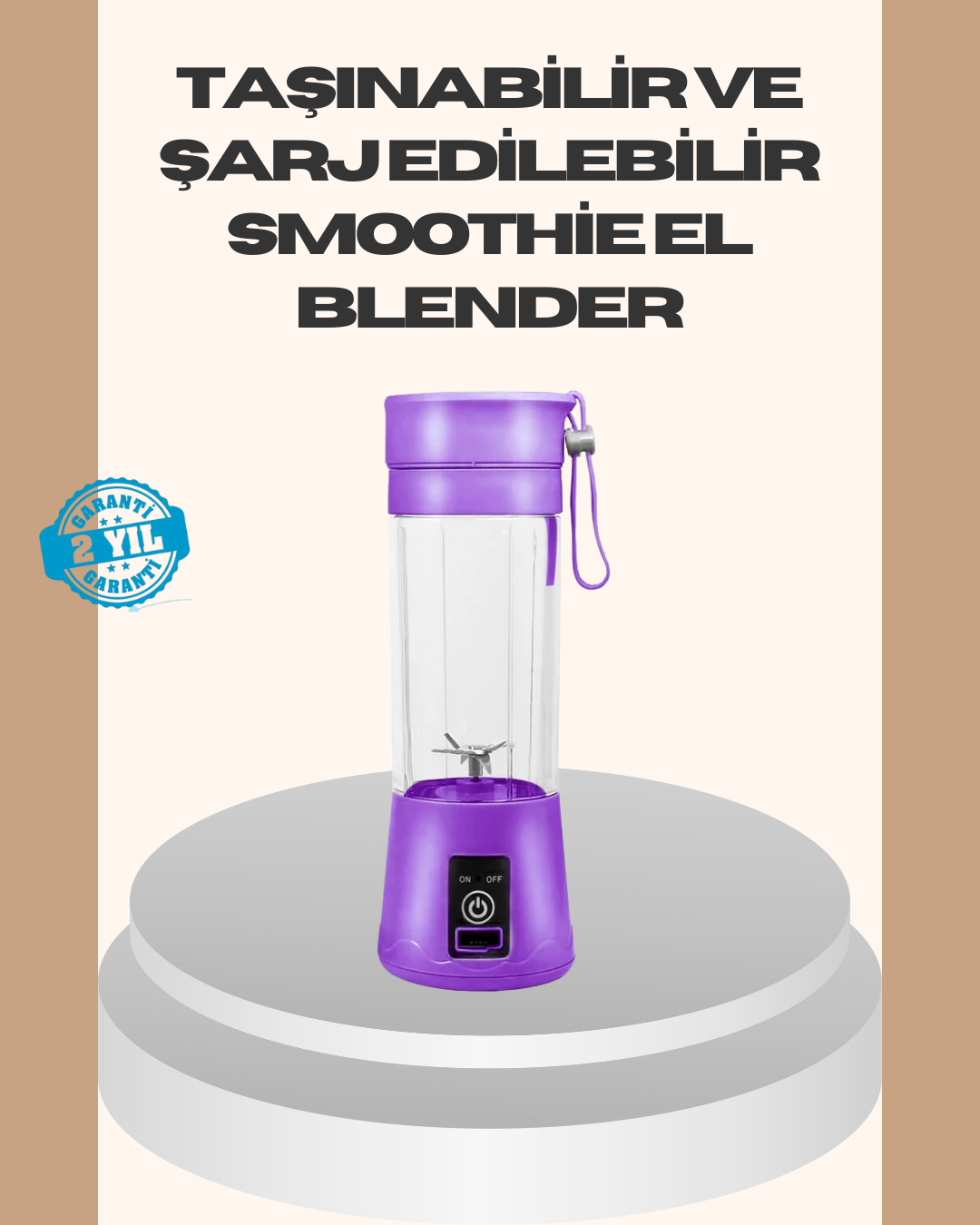 Mini Taşınabilir Blender 380ml USB Şarjlı Detoks Smoothie Hazırlayıcı - Lisinya