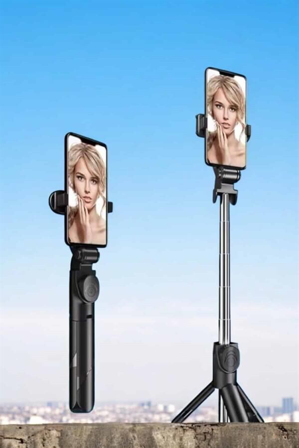 Tripod Kablosuz Bluetooth Bağlantılı Selfie Çubuğu 360 Derece Dönebilen - Lisinya