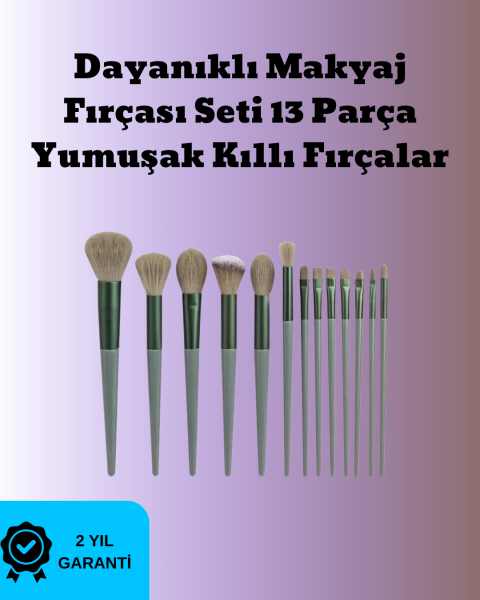 Toz ve Krem Ürünler İçin Güçlü Tutucu Yumuşak Kıllı Makyaj Fırça Takımı 13 Parça - Lisinya
