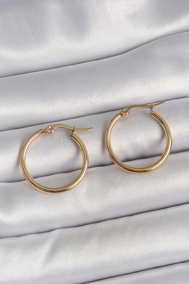 316 Çelik Gold Renk 22mm Kadın Halka Model Kadın Küpe - Lisinya