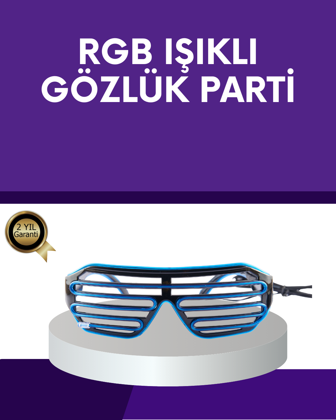 LED Işıklı Parti Gözlüğü Renkli Eğlence Aksesuarı - Lisinya