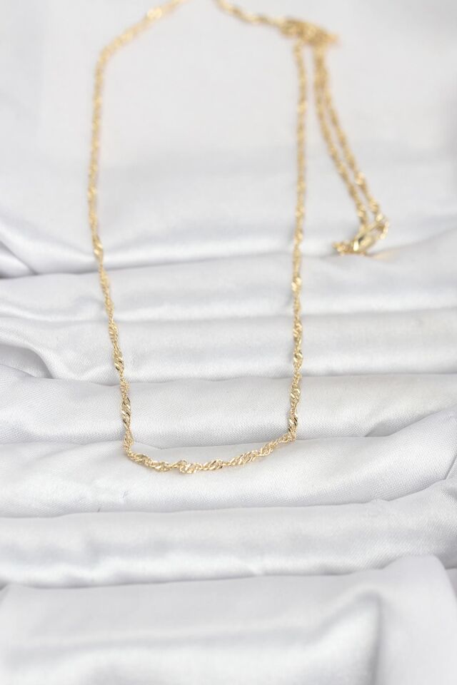 CM 14K Gold Renk Burgu Zincirli 60 cm Kadın Kolye - Lisinya