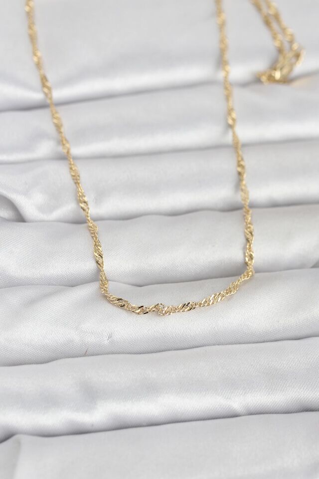 CM 14K Gold Renk Burgu Zincirli 60 cm Kadın Kolye - Lisinya