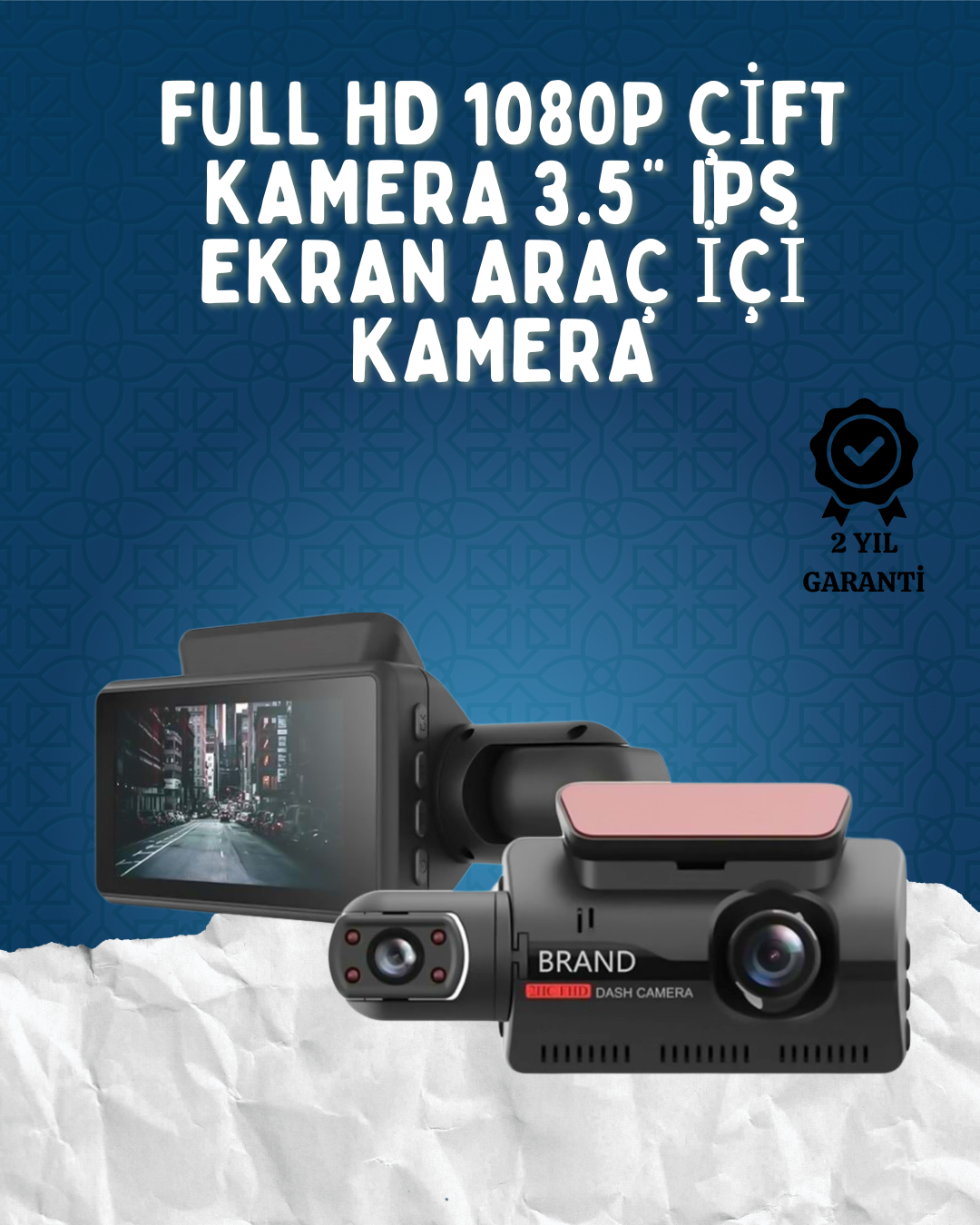 Çift Görüşlü Dashcam – Gece Görüşlü 1080P Araç İçi Güvenlik Kamerası
