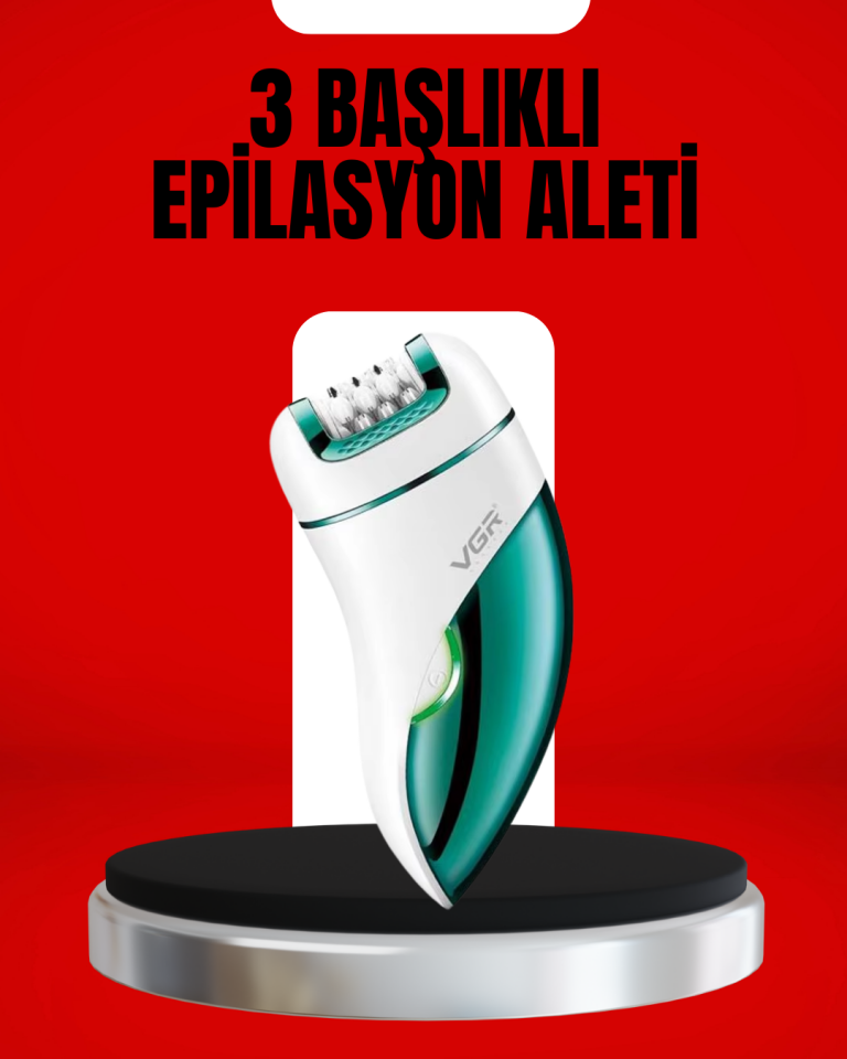3'ü 1 Arada Epilatör Su Geçirmez Metal Başlıklı LED Işıklı 90 Dakika Şarjlı - Lisinya