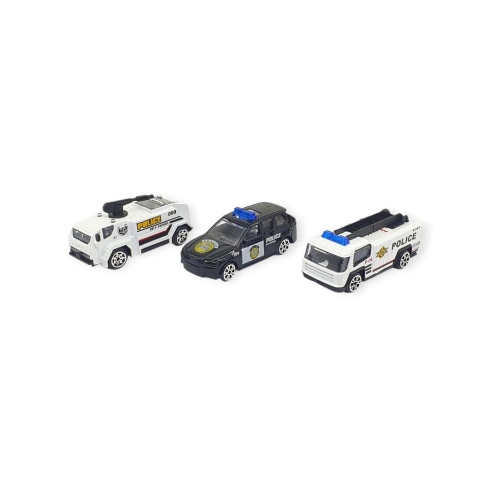 3'lü İş Makinaları Road Seti - Die Cast - DS044 - Polis  (Lisinya)