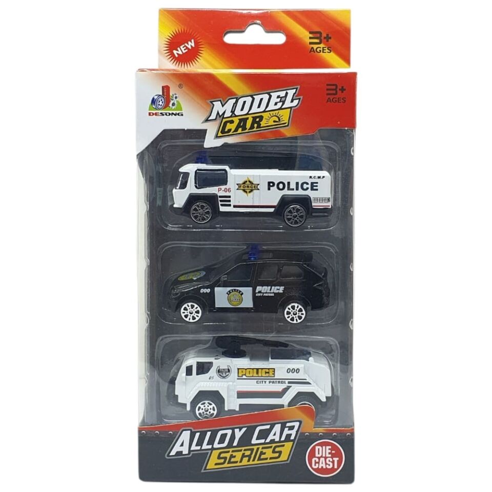 3'lü İş Makinaları Road Seti - Die Cast - DS044 - Polis  (Lisinya)