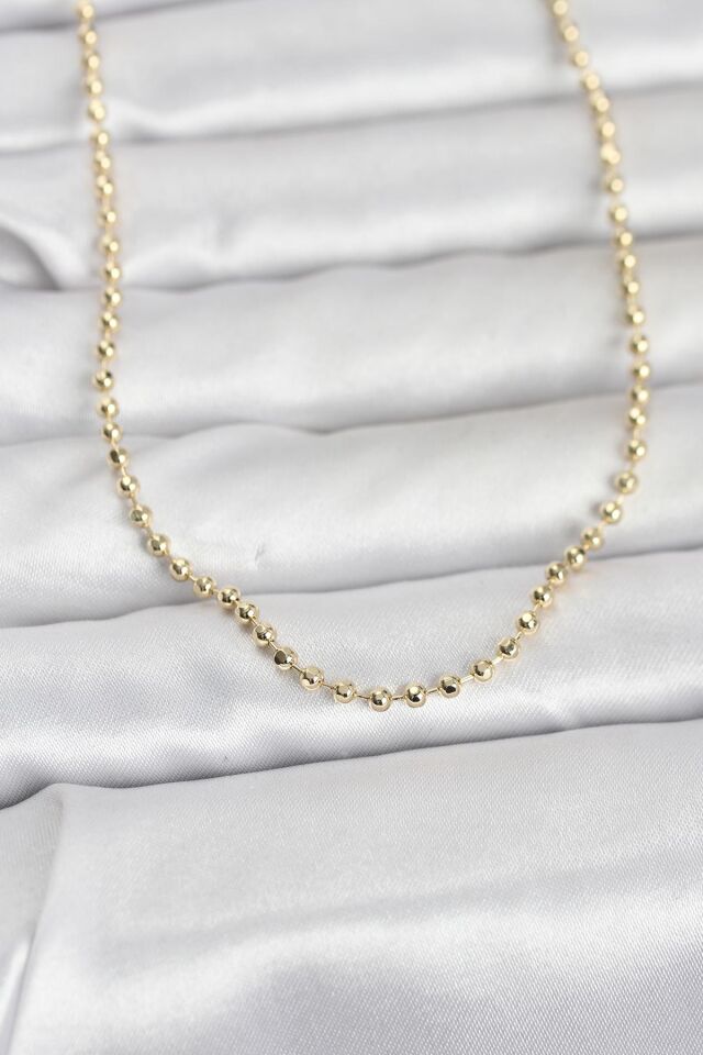 CM 14K Gold Renk Top Zincirli Model 60 cm Kadın Kolye - Lisinya