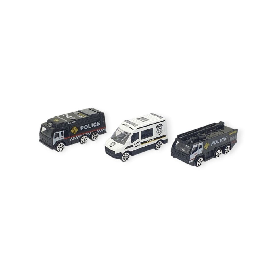 3'lü İş Makinaları Road Seti - Die Cast - DS044 - Polis  (Lisinya)