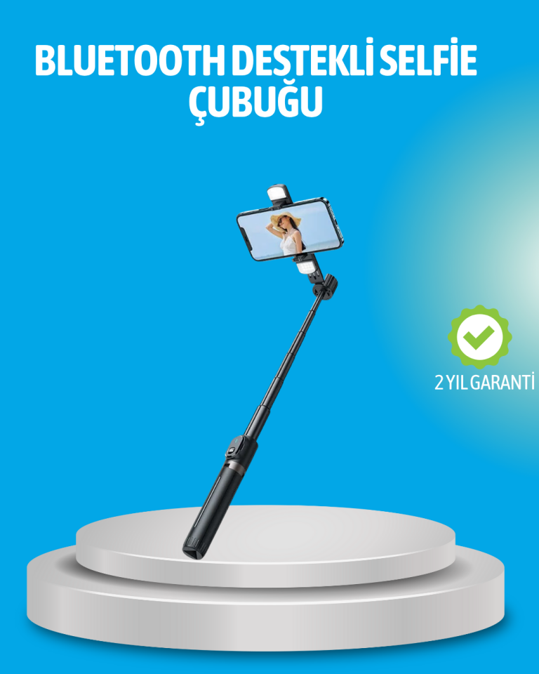 Bluetooth Işıklı Uzaktan Kumandalı Selfie Çubuğu – 130 cm Yükseklik - Lisinya