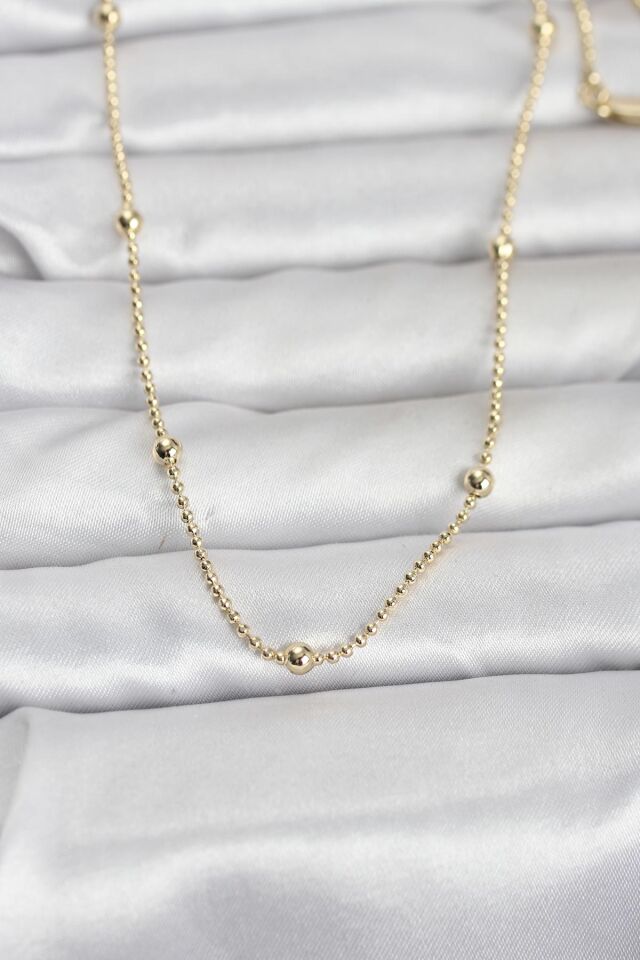 CM 14K Gold Renk Top Zincir 60 cm Kadın Kolye - Lisinya