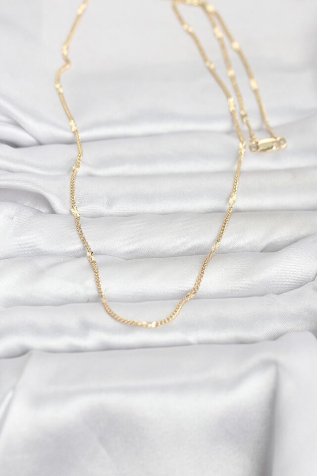 CM 14K Gold Renk Lazer Puntalı Model 60 cm Kadın Kolye - Lisinya