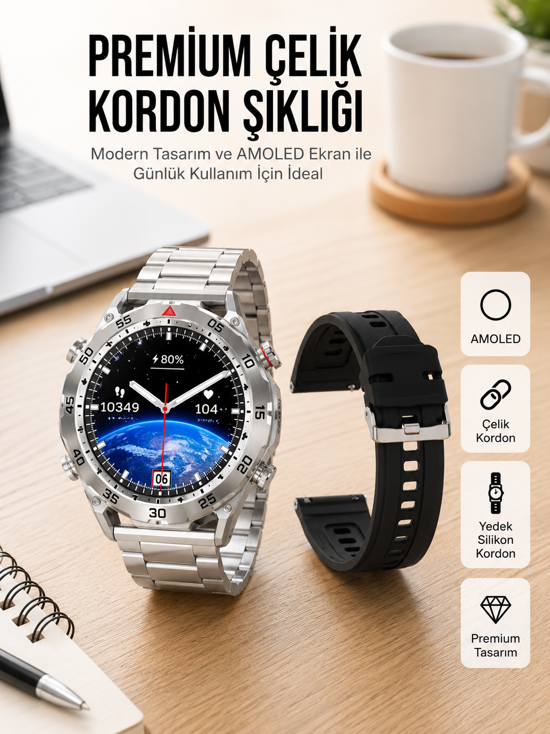 2025 Model Yuvarlak Ekran Android ve İOS Uyumlu GPS Takibi Yapabilen Akıllı Saat Yeni Nesil - Lisinya