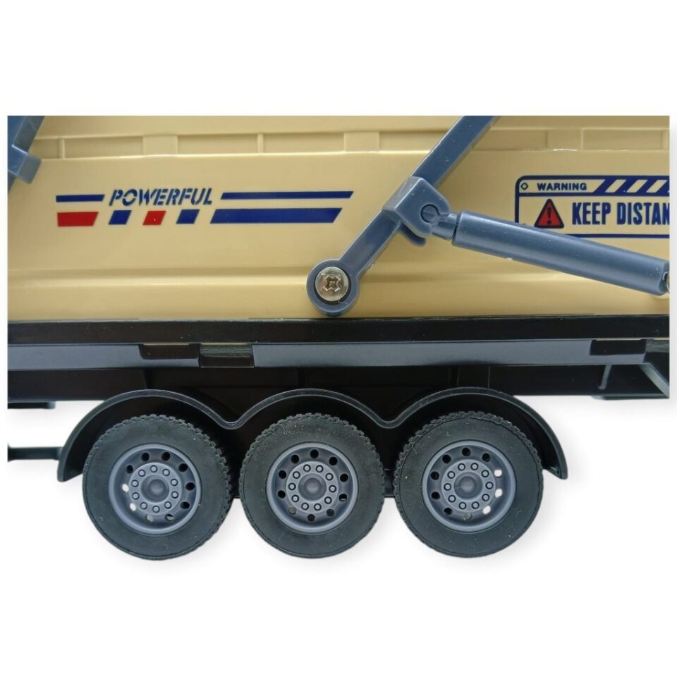 Metal Tır 1:24 - Sesli Işıklı Kum Taşıyıcı Tır 39 cm - Haki (Lisinya)
