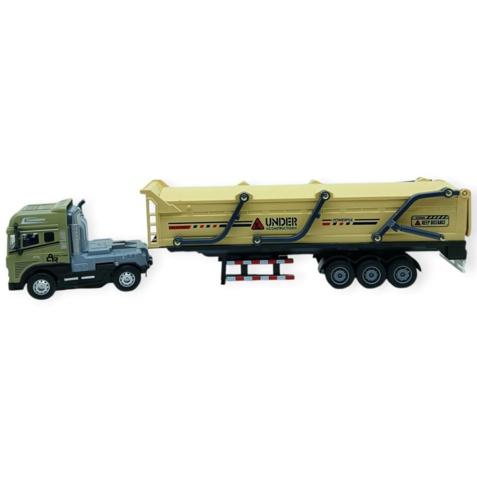 Metal Tır 1:24 - Sesli Işıklı Kum Taşıyıcı Tır 39 cm - Haki (Lisinya)