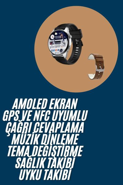 Akıllı Saat Yuvarlak Ekran Sesli Görüşme Özellikli Siyah Akıllı Unisex Kol Saati - Lisinya