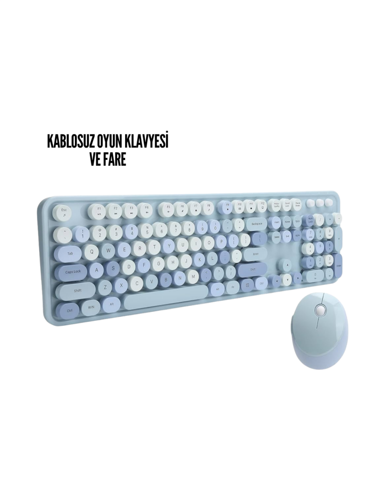 Kablosuz Klavye Mouse Seti mavi - YamanHobi