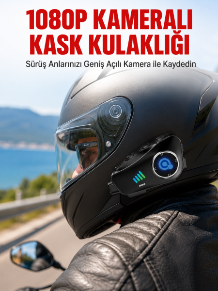 Q28 Bluetooth Kask Kulaklık 1080P Kamera Su Geçirmez Motosiklet Interkom Yeni Nesil - Lisinya